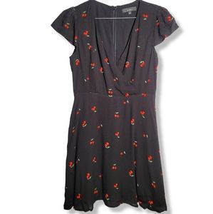 Lulus cherry print mini black dress
